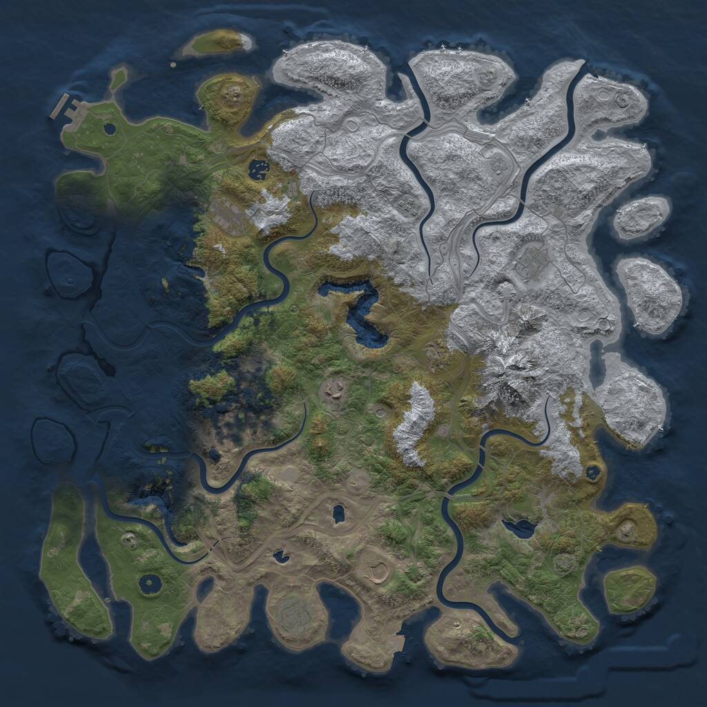Rust Map: Procedural Map, Size: 5000, Seed: 691204, 14 Monuments