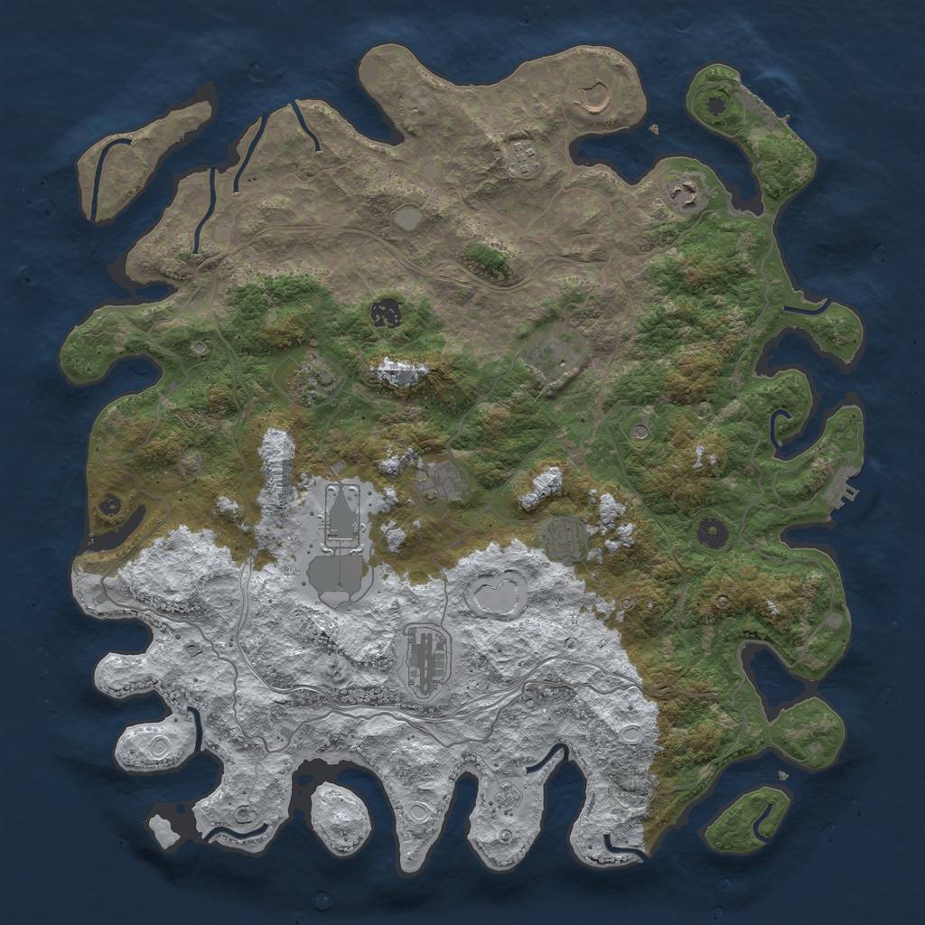 Rust Map: Procedural Map, Size: 4500, Seed: 6769386, 19 Monuments