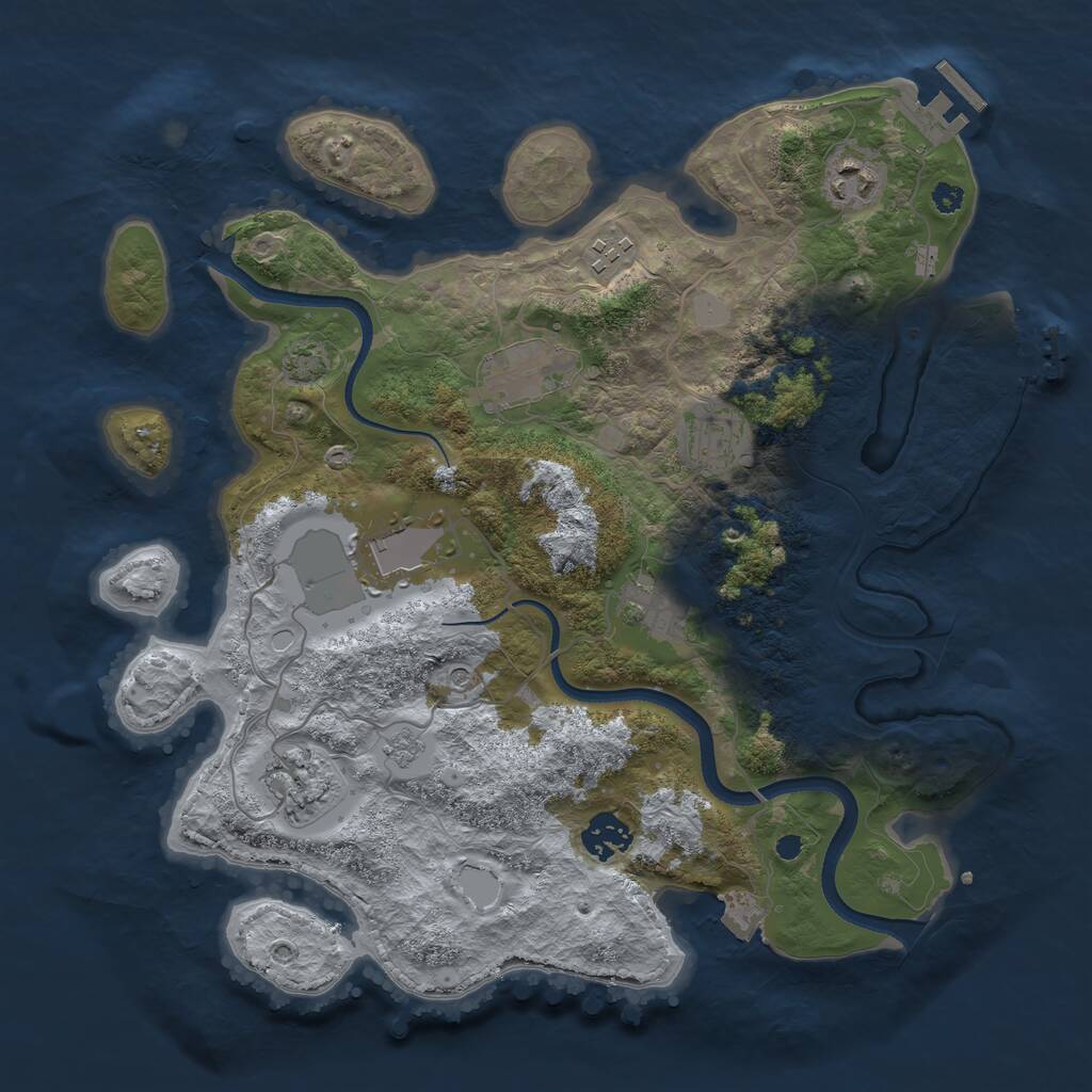 Rust Map: Procedural Map, Size: 3500, Seed: 14154999, 14 Monuments