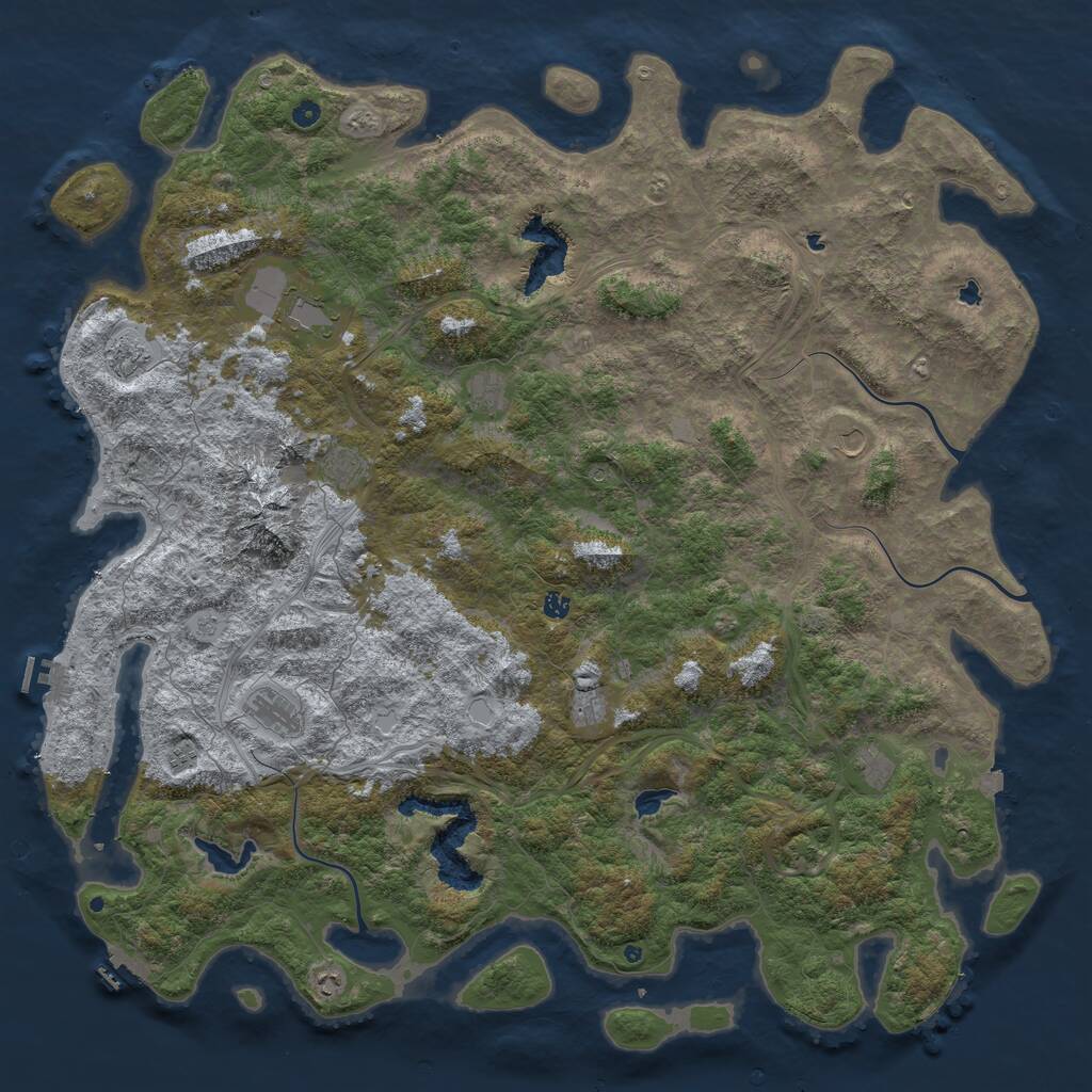 Rust Map: Procedural Map, Size: 6000, Seed: 617347126, 17 Monuments
