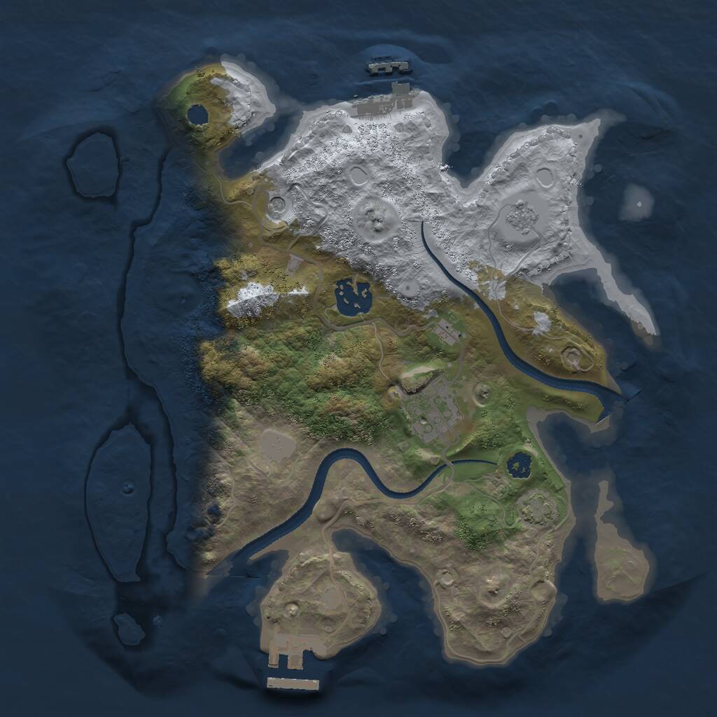 Rust Map: Procedural Map, Size: 2800, Seed: 5423, 8 Monuments