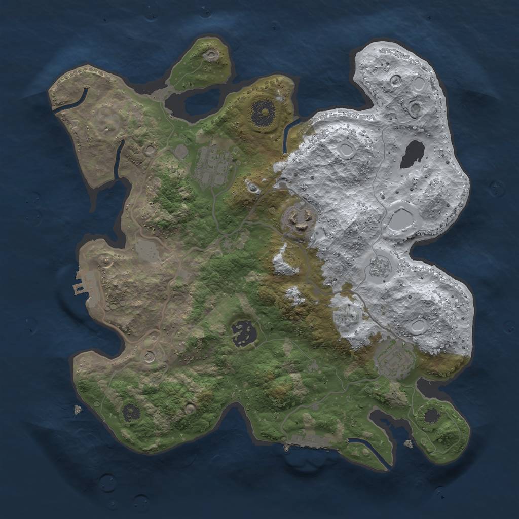 Rust Map: Procedural Map, Size: 3000, Seed: 19650520, 13 Monuments