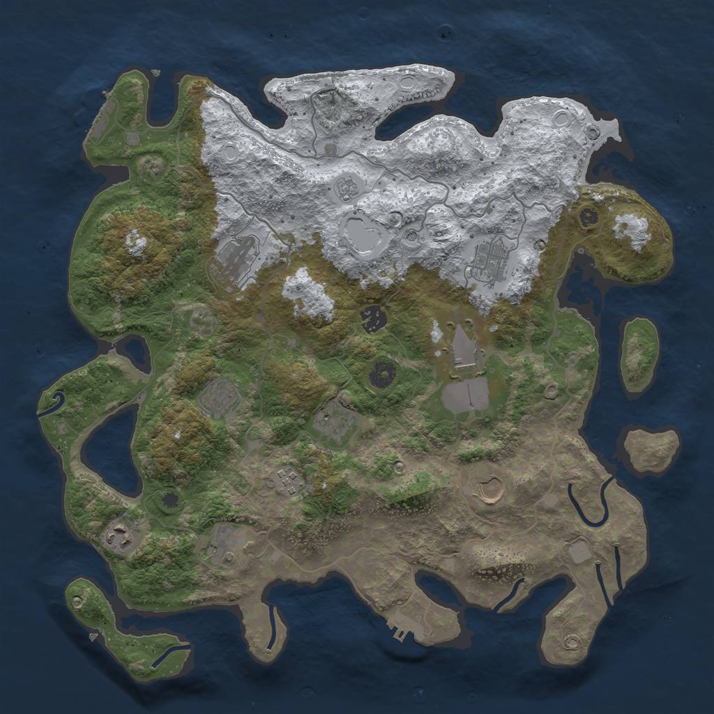 Rust Map: Procedural Map, Size: 4000, Seed: 10000, 19 Monuments