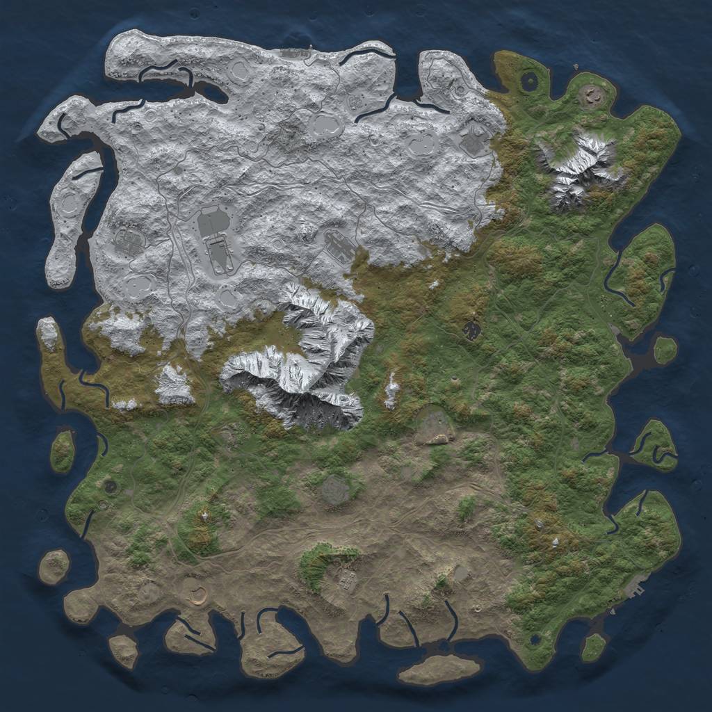 Rust Map: Procedural Map, Size: 6000, Seed: 2345, 20 Monuments