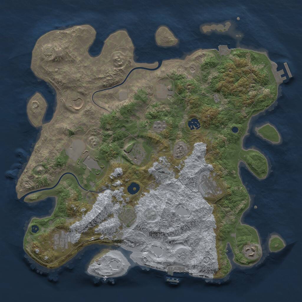 Rust Map: Procedural Map, Size: 3850, Seed: 738777577, 16 Monuments