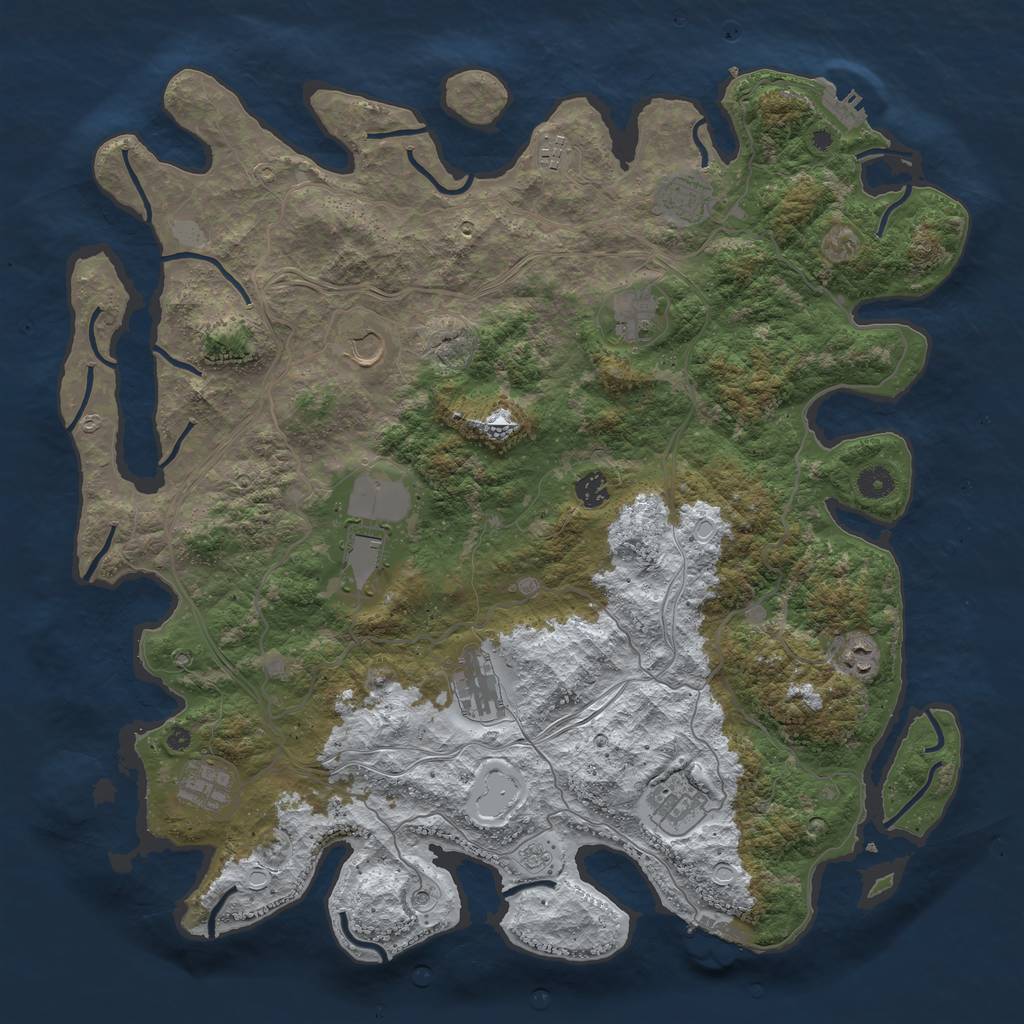Rust Map: Procedural Map, Size: 4500, Seed: 585508014, 19 Monuments