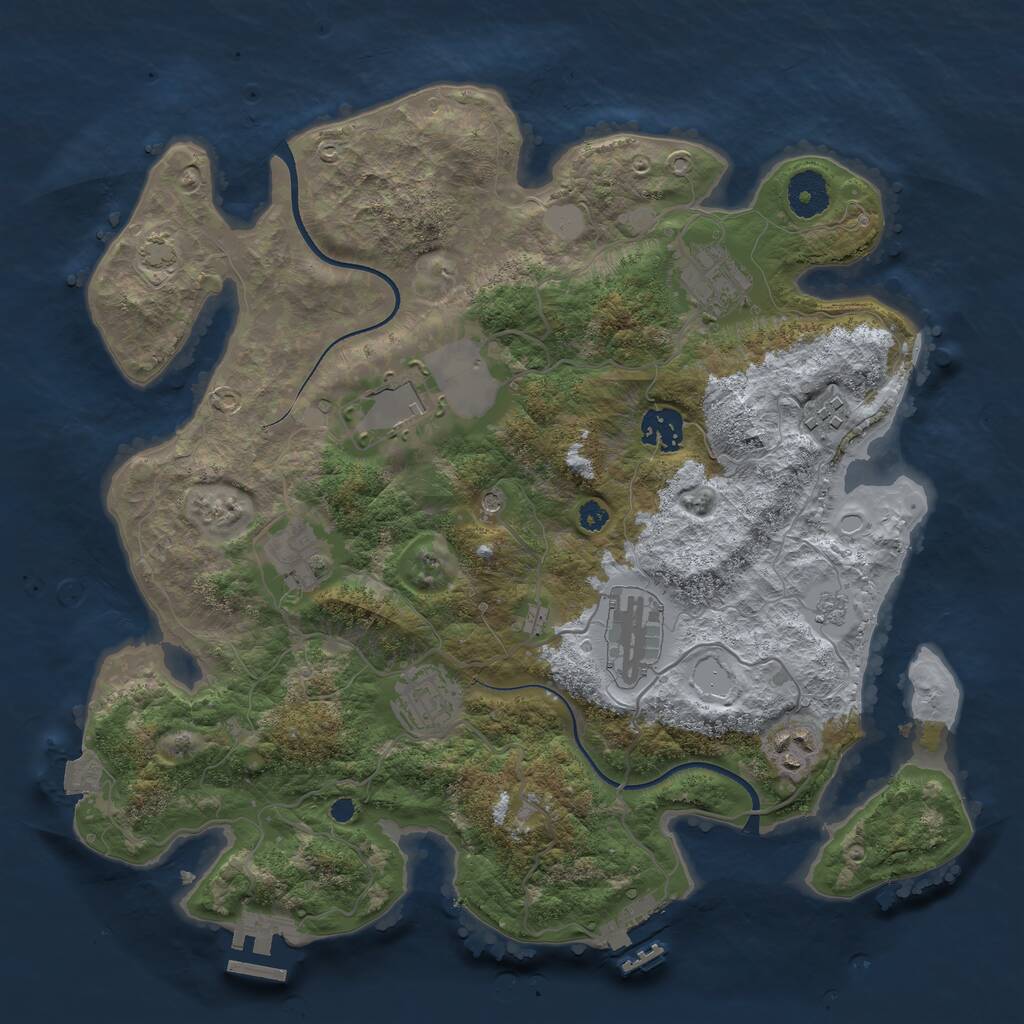 Rust Map: Procedural Map, Size: 3500, Seed: 1860247236, 14 Monuments
