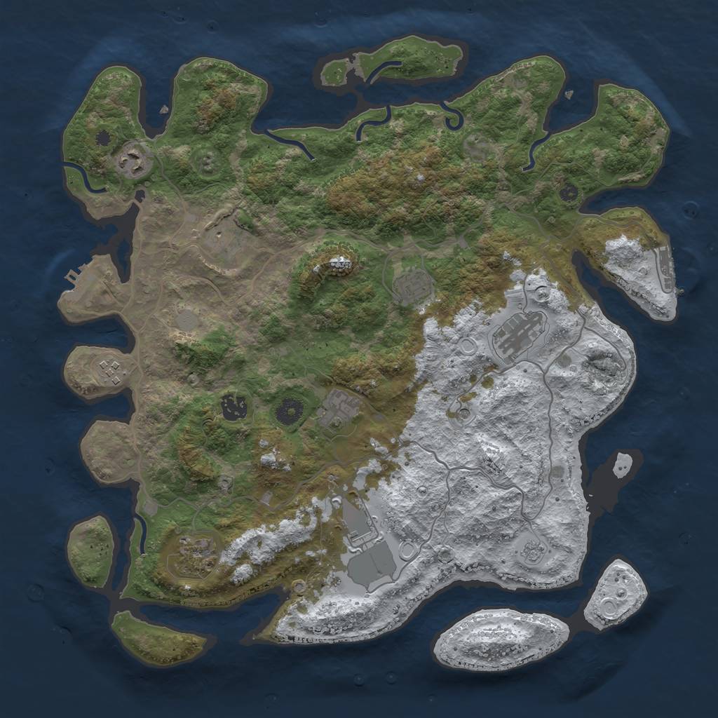 Rust Map: Procedural Map, Size: 4000, Seed: 3374637, 18 Monuments