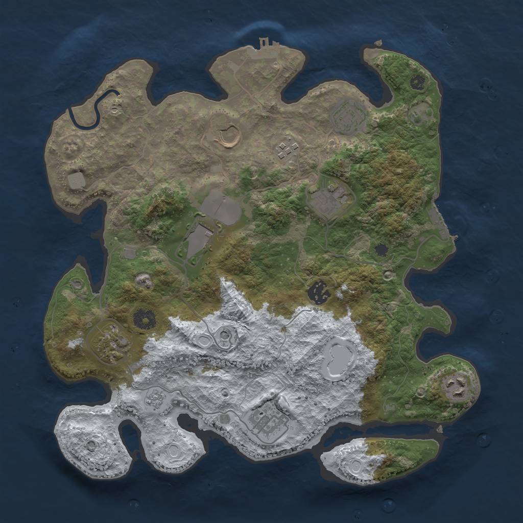 Rust Map: Procedural Map, Size: 3500, Seed: 1505784338, 18 Monuments