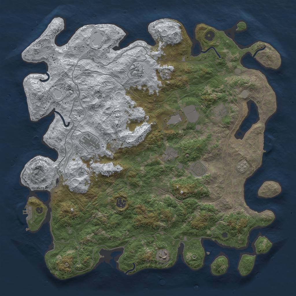 Rust Map: Procedural Map, Size: 4500, Seed: 13231321, 18 Monuments