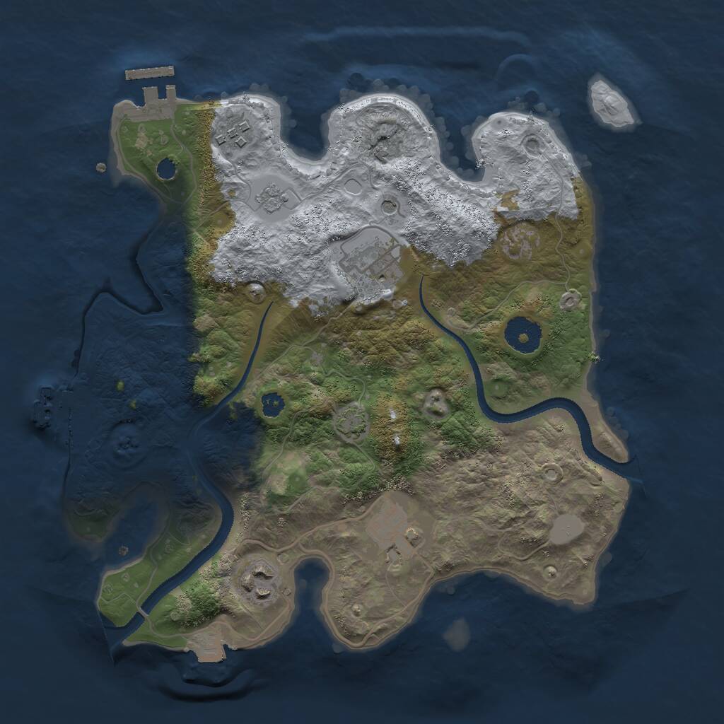 Rust Map: Procedural Map, Size: 3000, Seed: 15945, 10 Monuments