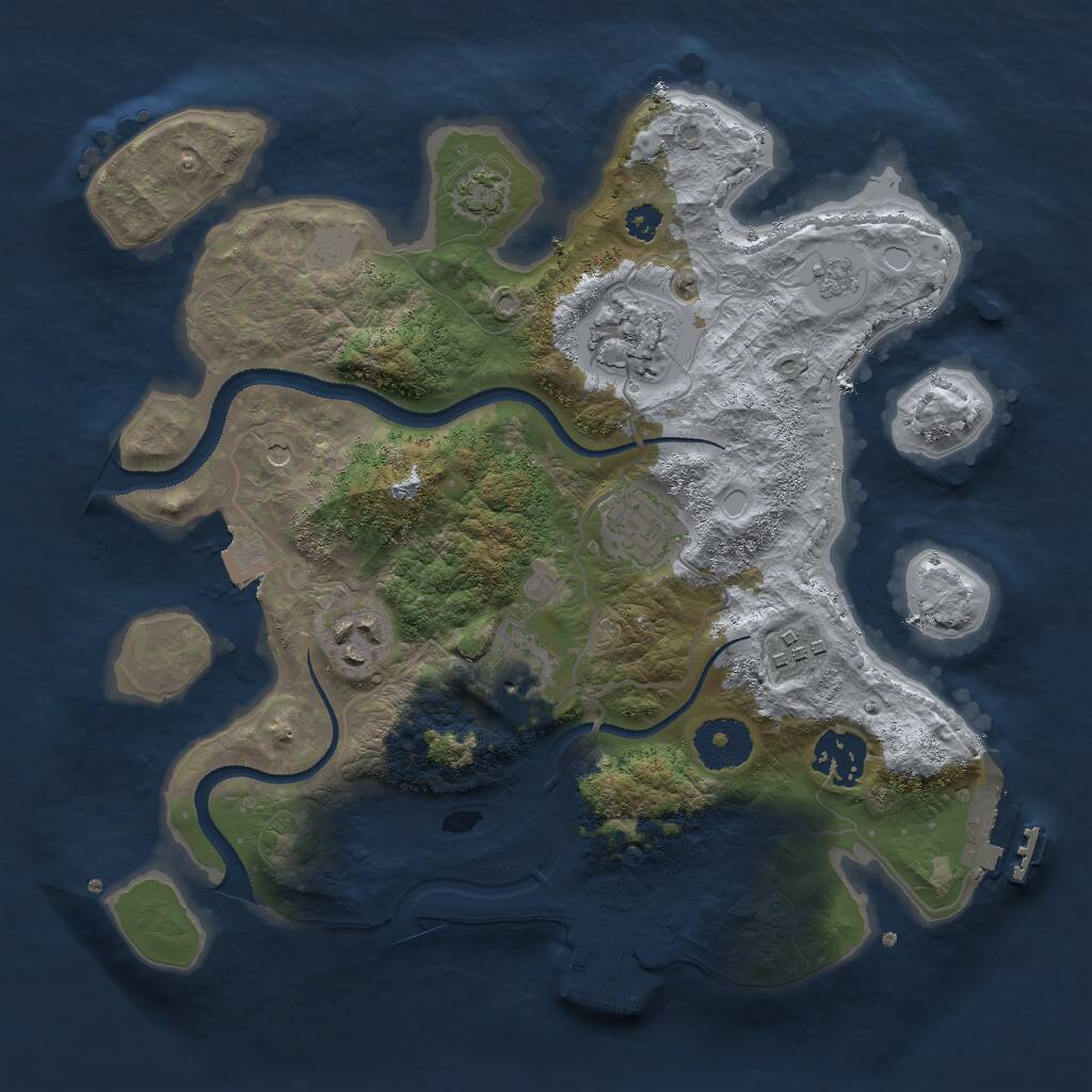 Rust Map: Procedural Map, Size: 3000, Seed: 128611194, 12 Monuments