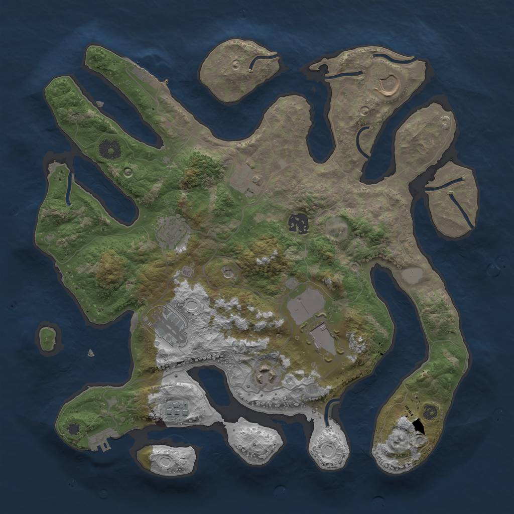 Rust Map: Procedural Map, Size: 3600, Seed: 648198506, 16 Monuments