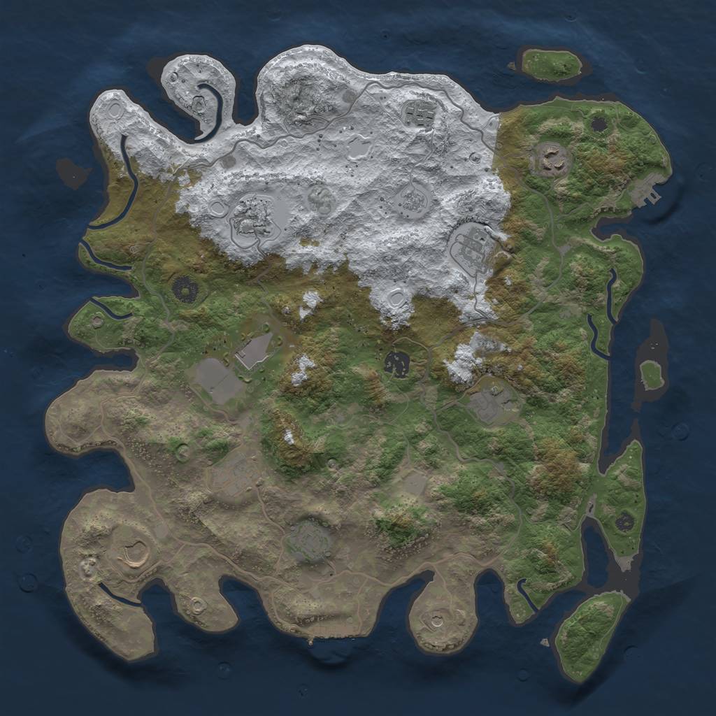 Rust Map: Procedural Map, Size: 4000, Seed: 2716001, 19 Monuments