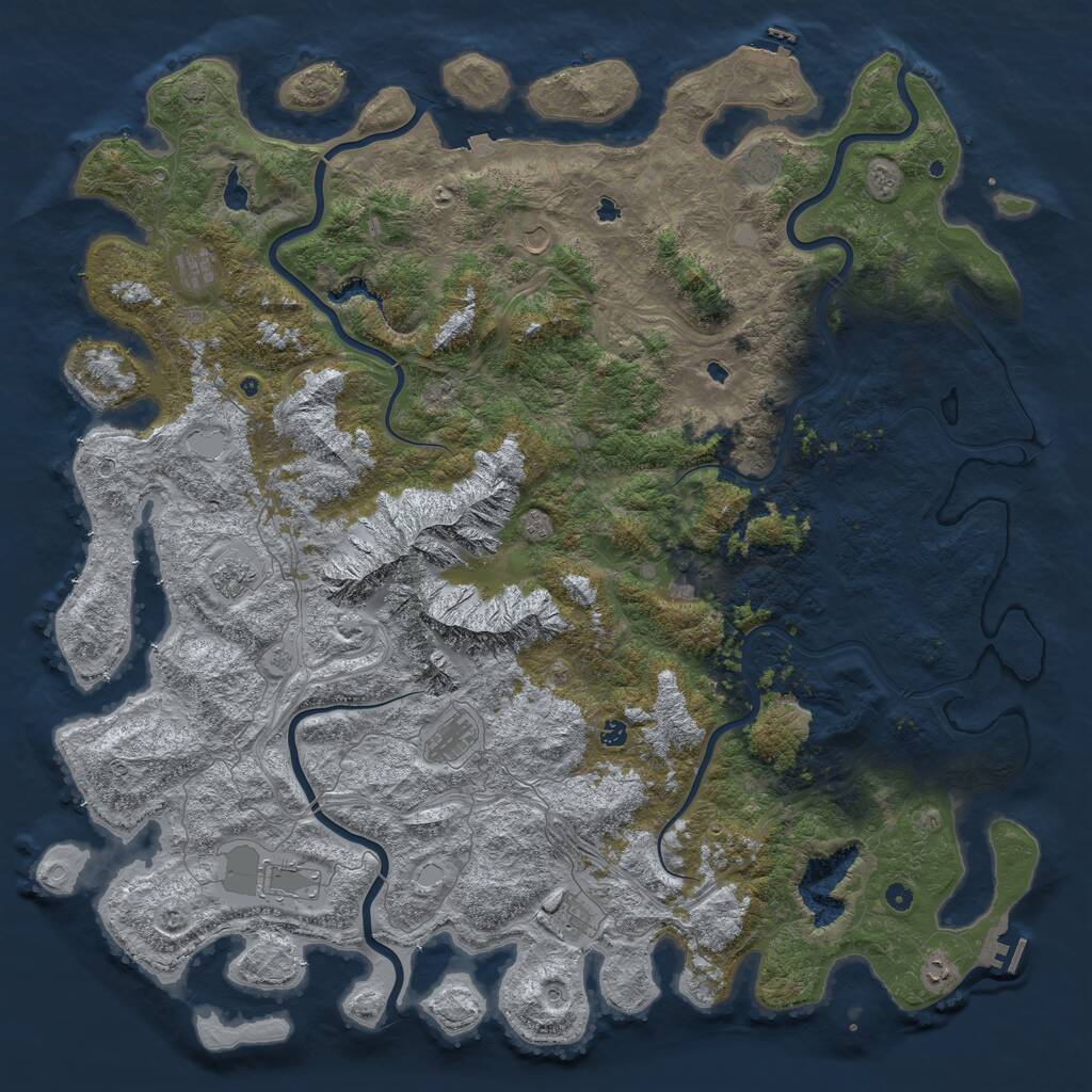 Rust Map: Procedural Map, Size: 6000, Seed: 2255, 17 Monuments