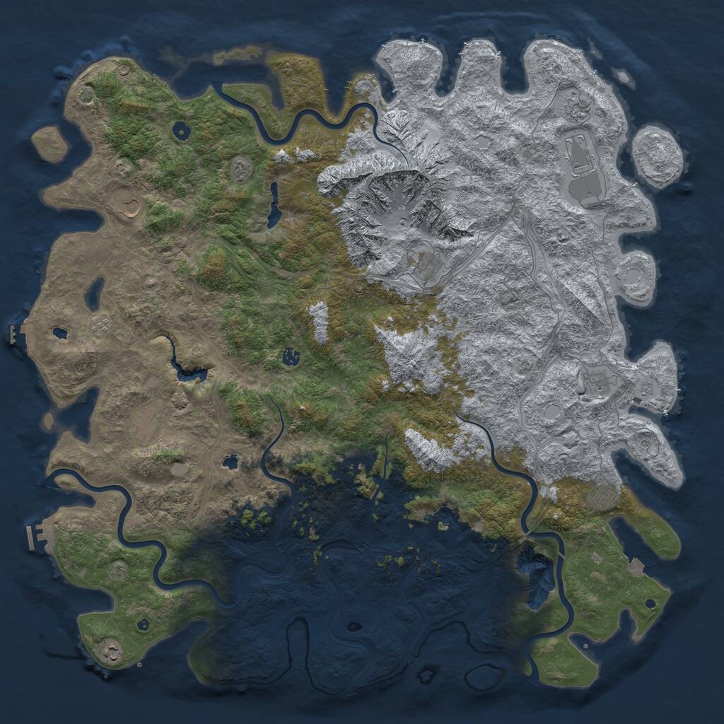 Rust Map: Procedural Map, Size: 6000, Seed: 5558427, 17 Monuments