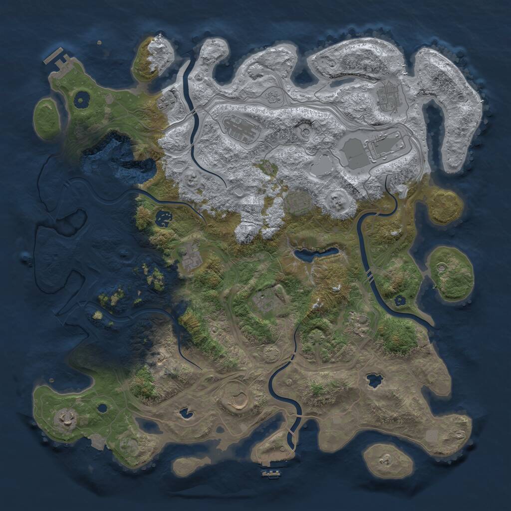 Rust Map: Procedural Map, Size: 4500, Seed: 764933079, 17 Monuments
