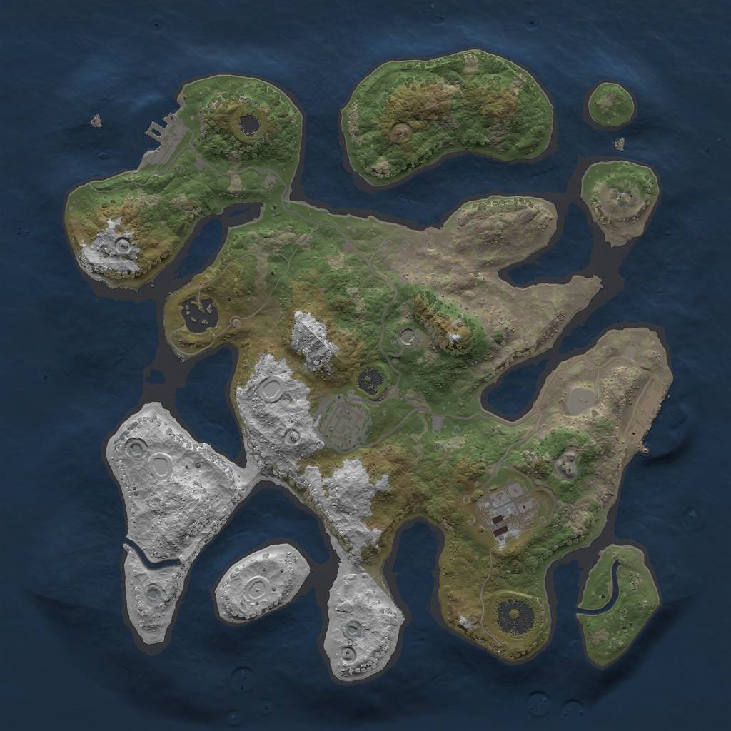 Rust Map: Procedural Map, Size: 3000, Seed: 490587421, 11 Monuments