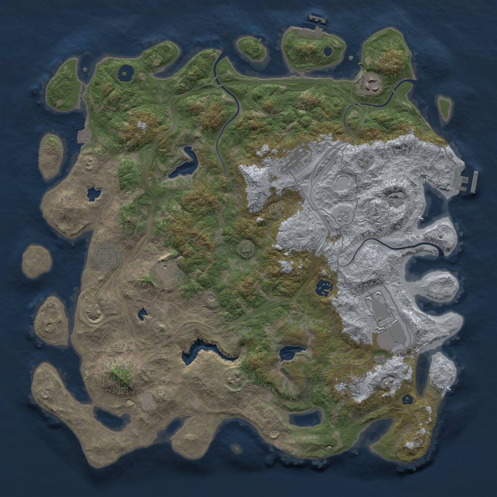 Rust Map: Procedural Map, Size: 4500, Seed: 42069420, 14 Monuments