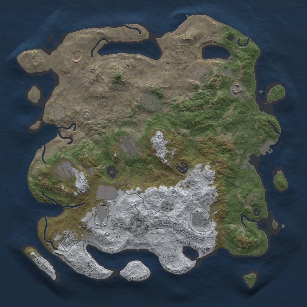 Rust Map: Procedural Map, Size: 3950, Seed: 1551213264, 20 Monuments