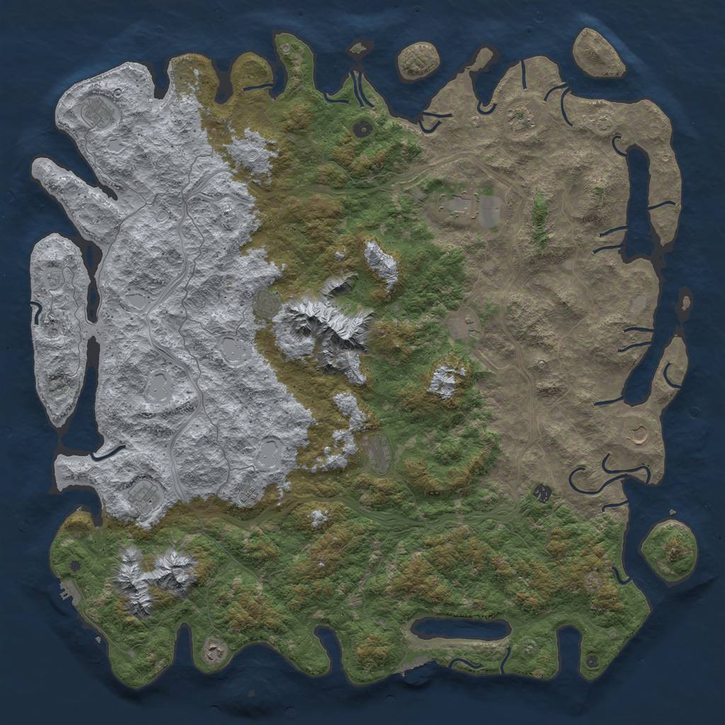 Rust Map: Procedural Map, Size: 6000, Seed: 74633010, 19 Monuments