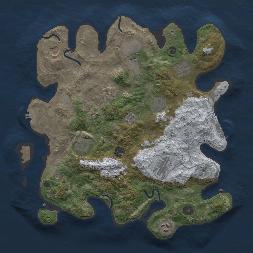 Rust Map: Procedural Map, Size: 3600, Seed: 883927759, 19 Monuments