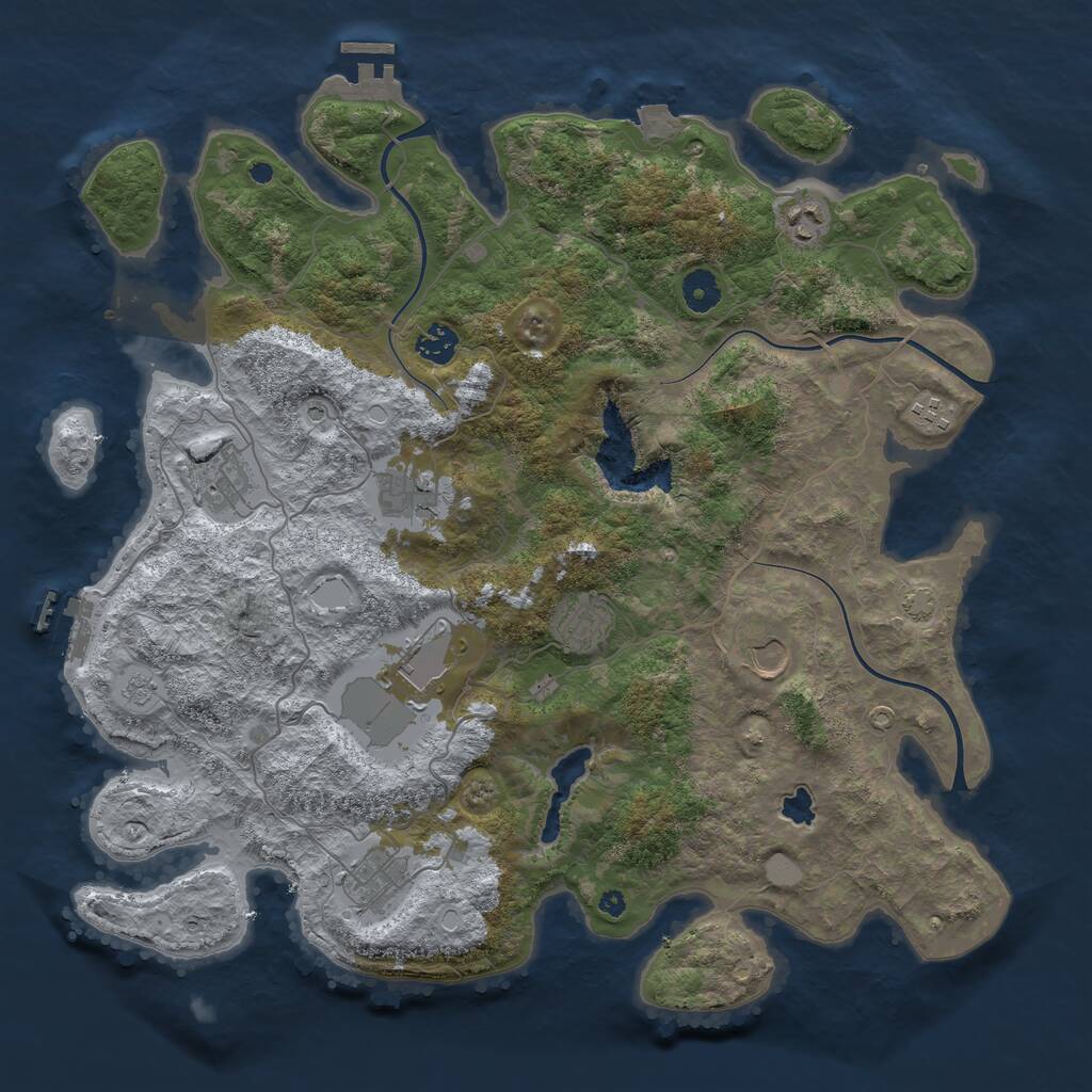 Rust Map: Procedural Map, Size: 4100, Seed: 24633, 15 Monuments