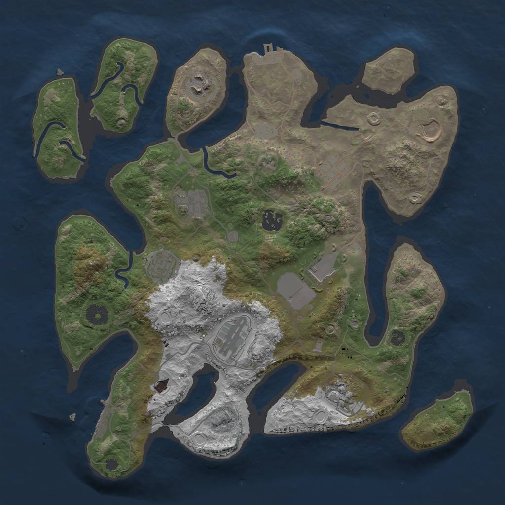 Rust Map: Procedural Map, Size: 3500, Seed: 2182277, 17 Monuments