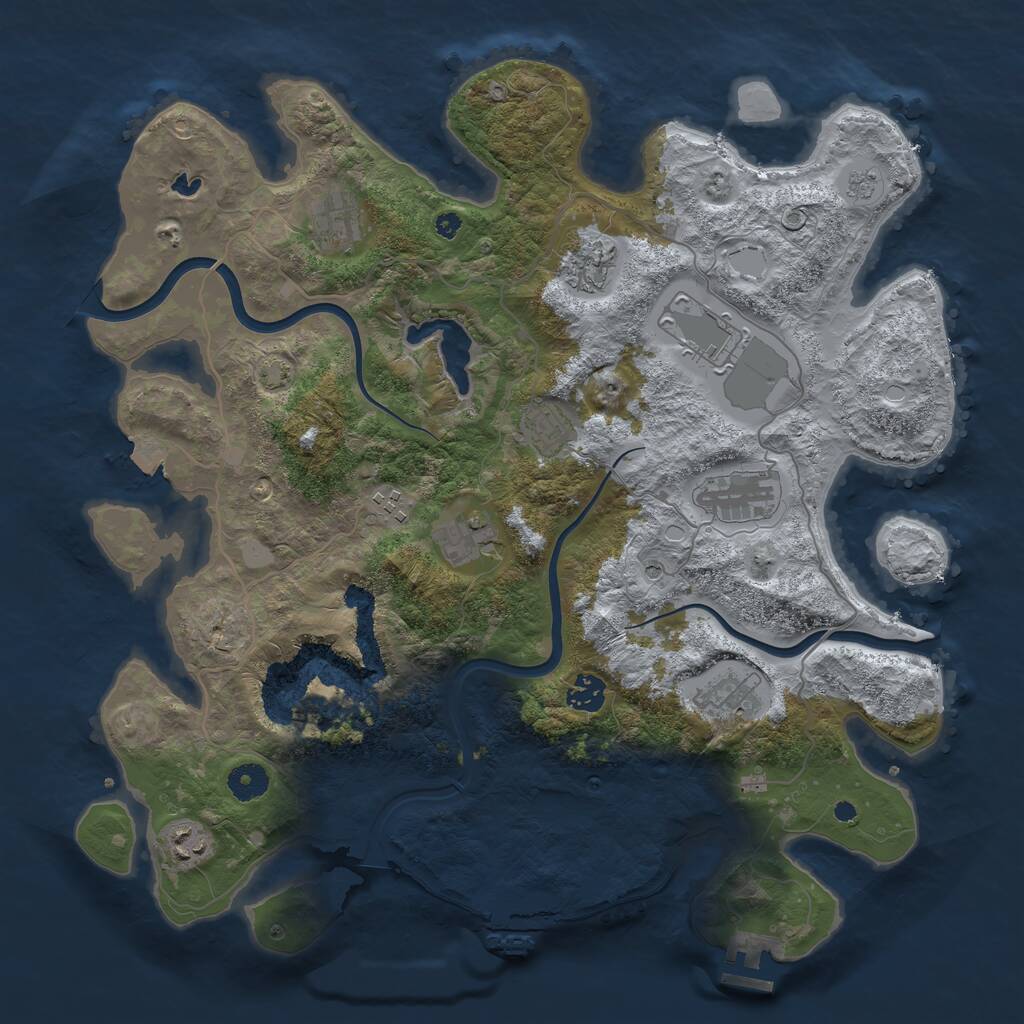 Rust Map: Procedural Map, Size: 4000, Seed: 78463, 16 Monuments