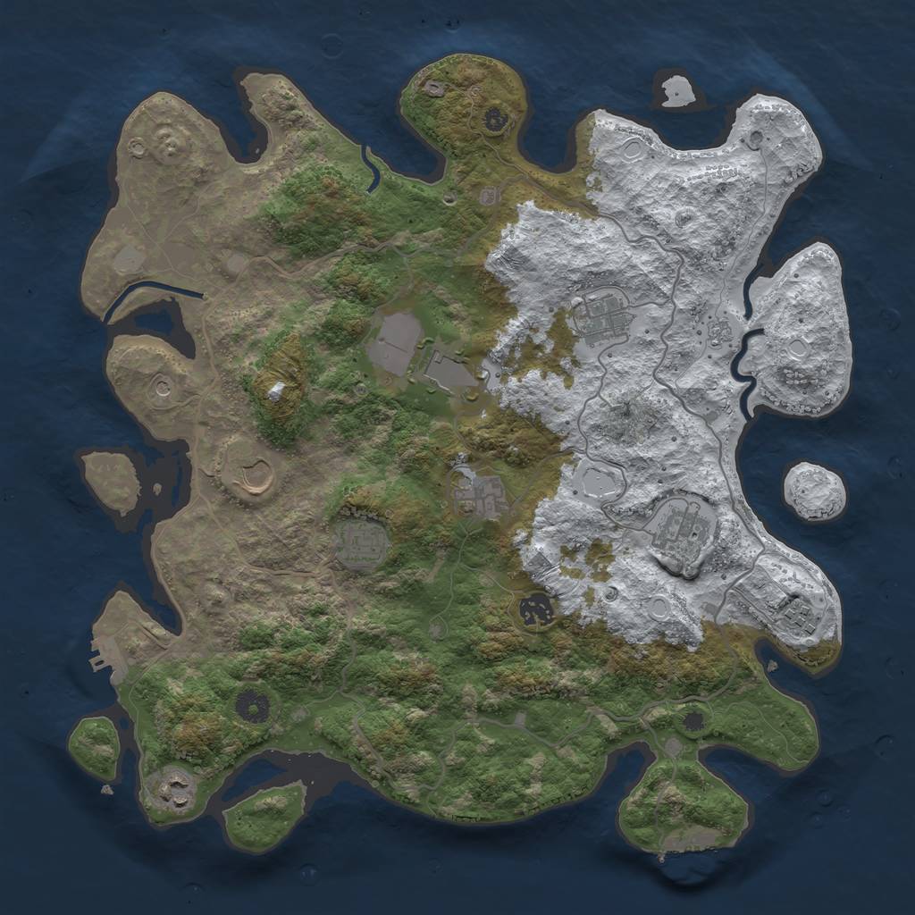 Rust Map: Procedural Map, Size: 4000, Seed: 78463, 18 Monuments