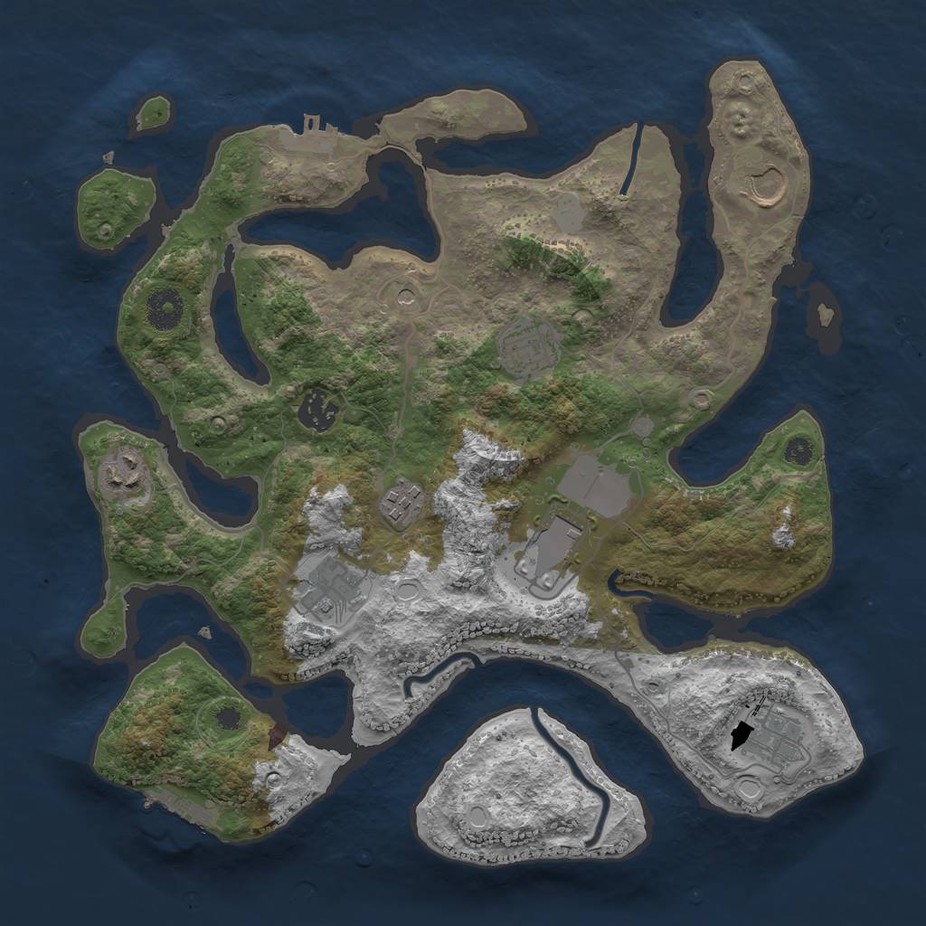 Rust Map: Procedural Map, Size: 3500, Seed: 180387239, 16 Monuments