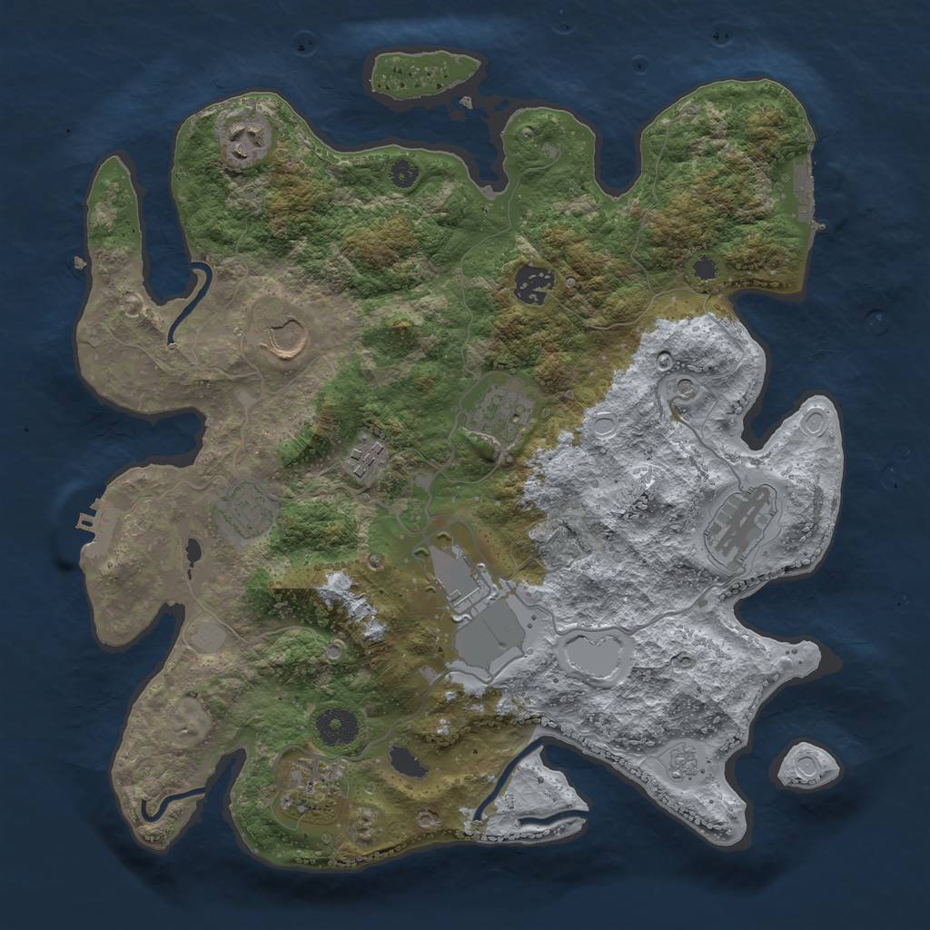 Rust Map: Procedural Map, Size: 3510, Seed: 6395424, 18 Monuments
