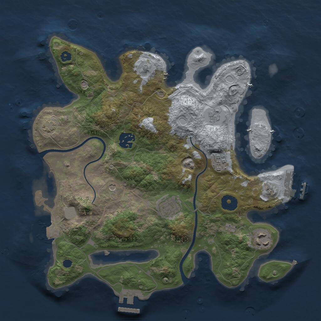 Rust Map: Procedural Map, Size: 3000, Seed: 66752, 10 Monuments