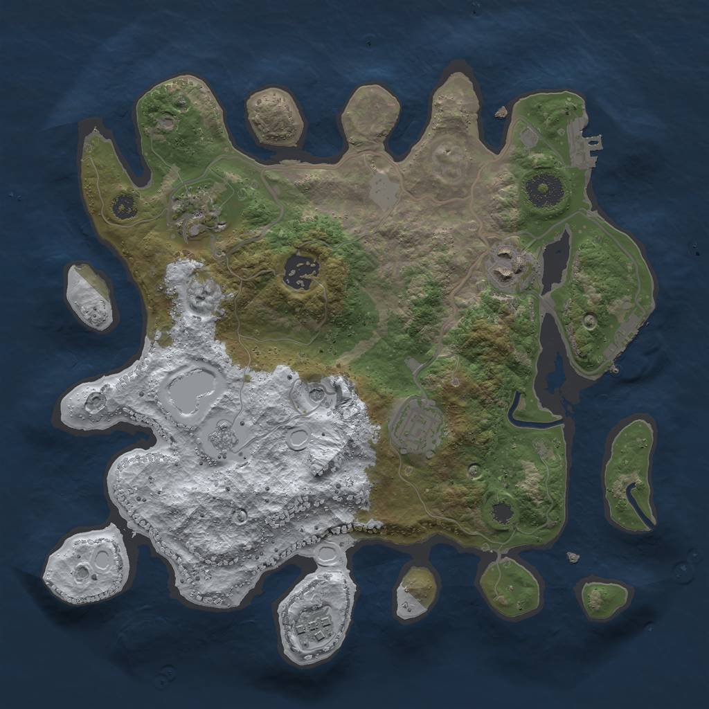 Rust Map: Procedural Map, Size: 3000, Seed: 2010346161, 14 Monuments