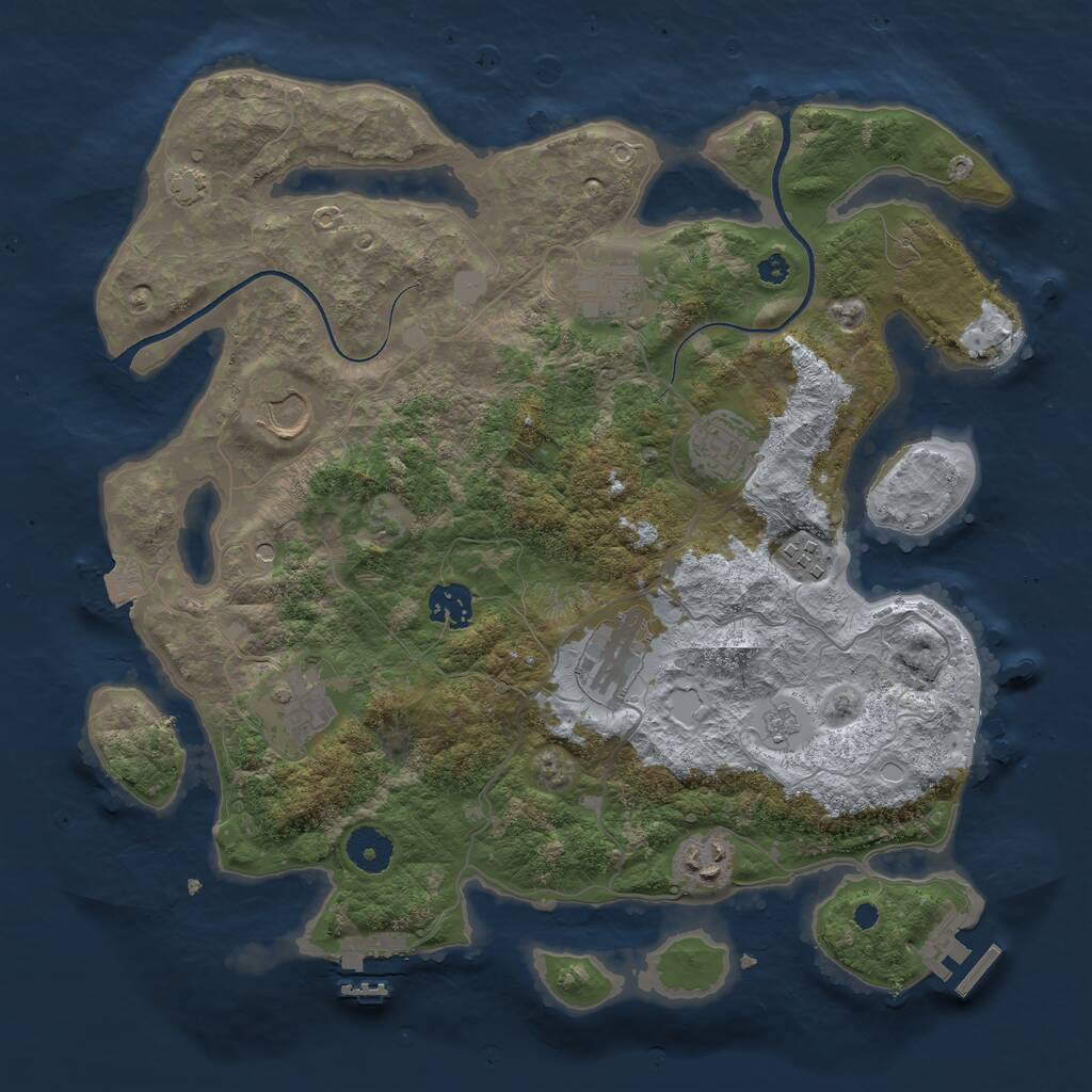 Rust Map: Procedural Map, Size: 3600, Seed: 1331536356, 14 Monuments