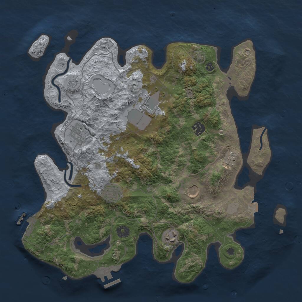 Rust Map: Procedural Map, Size: 3500, Seed: 50439129, 12 Monuments