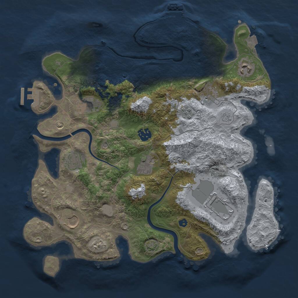 Rust Map: Procedural Map, Size: 3500, Seed: 232414, 15 Monuments