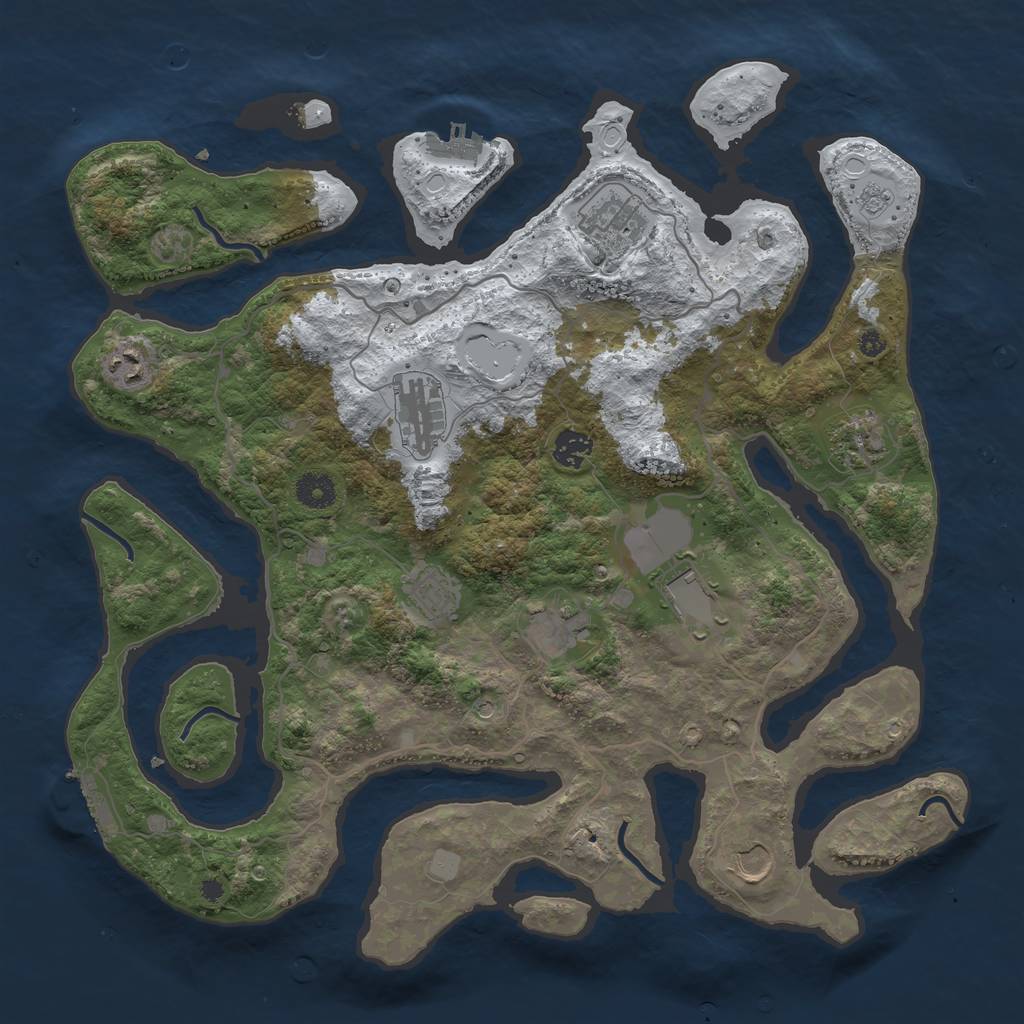 Rust Map: Procedural Map, Size: 4000, Seed: 1282509754, 18 Monuments