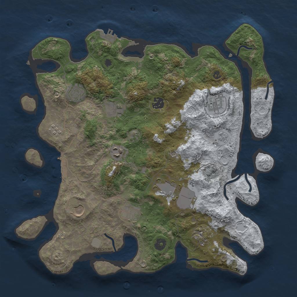 Rust Map: Procedural Map, Size: 3700, Seed: 160900079, 19 Monuments