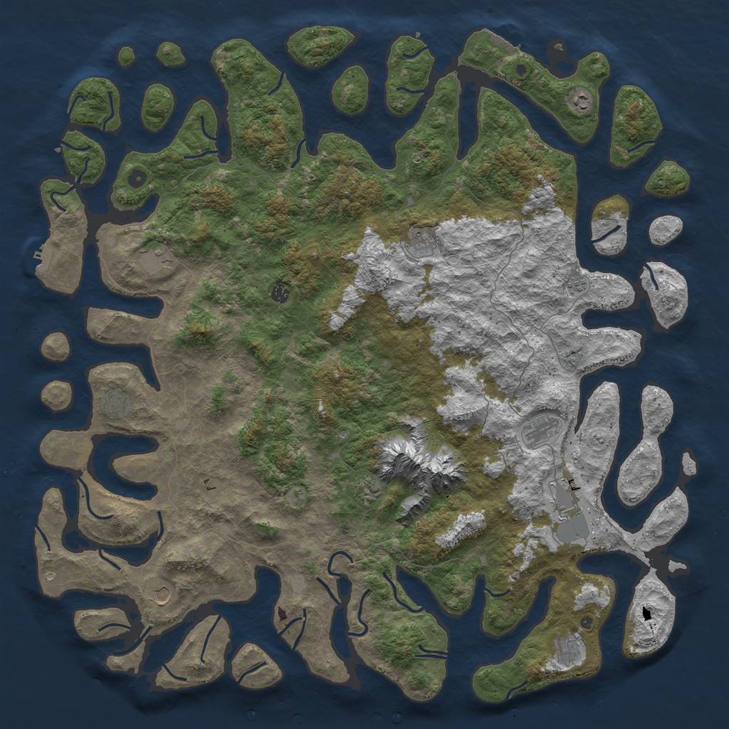 Rust Map: Procedural Map, Size: 6000, Seed: 1235, 19 Monuments