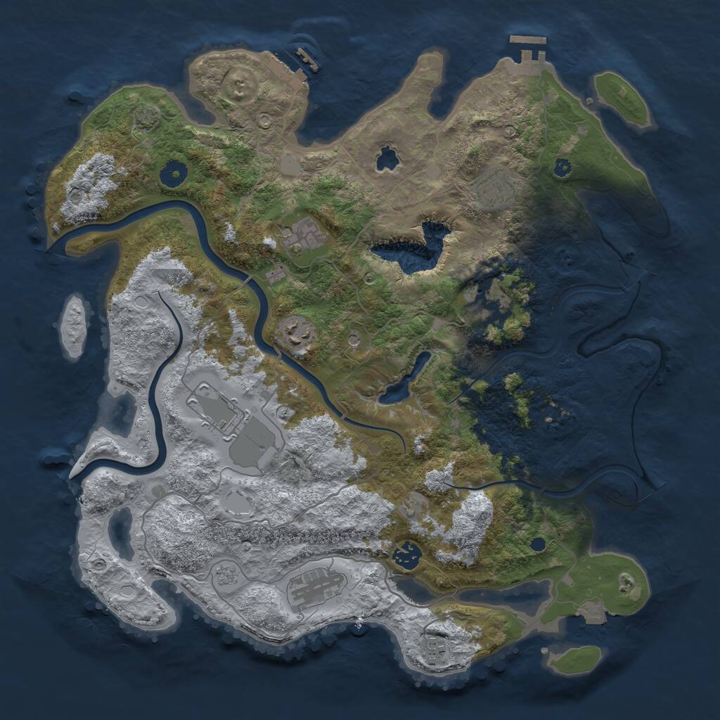 Rust Map: Procedural Map, Size: 4000, Seed: 12348, 14 Monuments