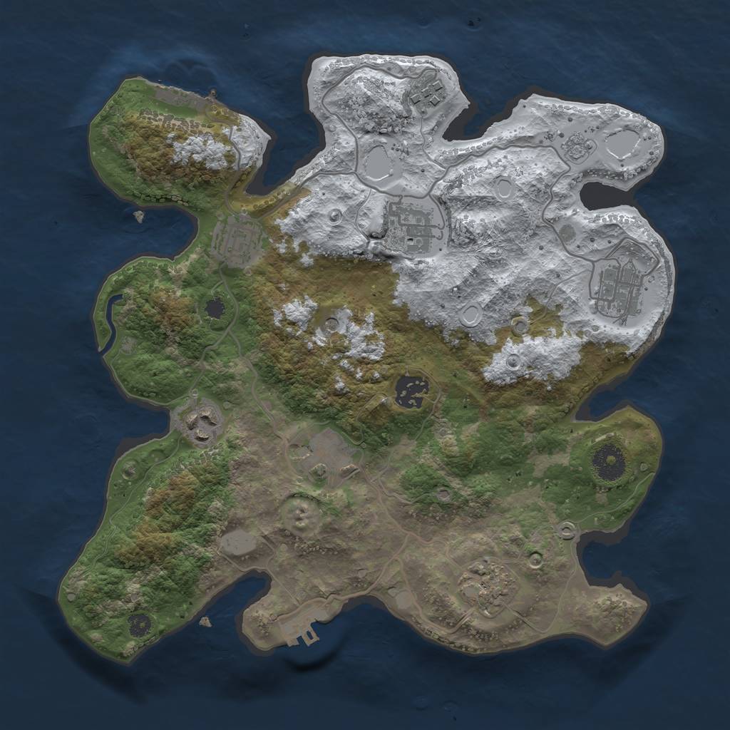 Rust Map: Procedural Map, Size: 3200, Seed: 1873080120, 17 Monuments