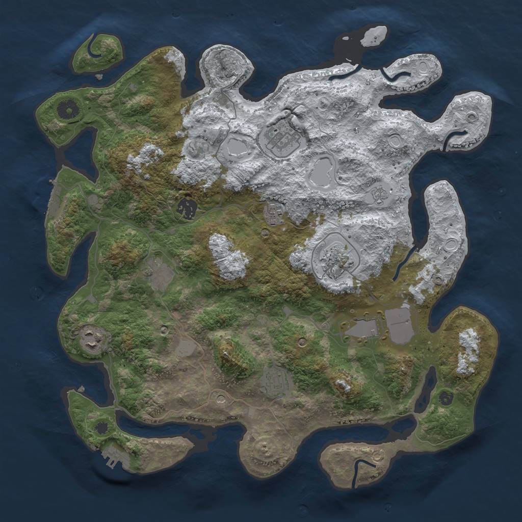 Rust Map: Procedural Map, Size: 3800, Seed: 1624045025, 17 Monuments
