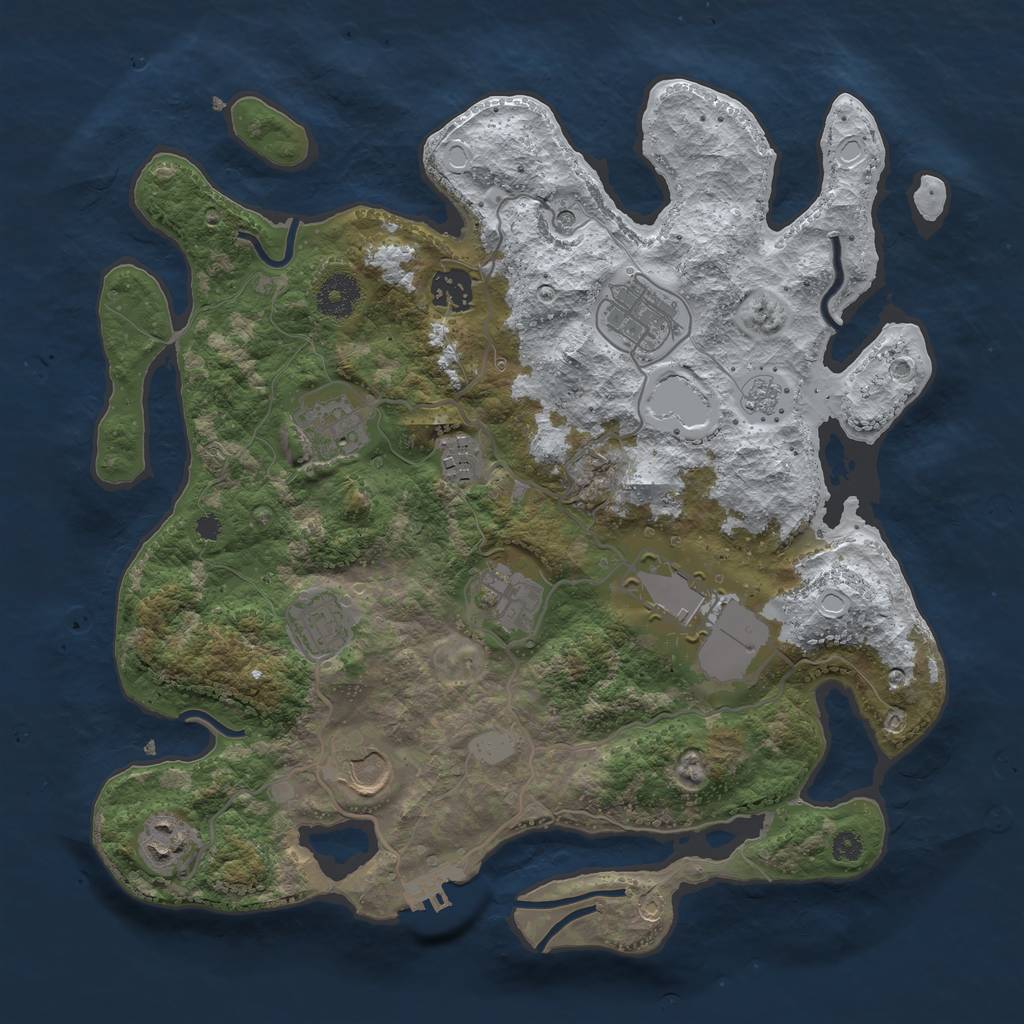 Rust Map: Procedural Map, Size: 3500, Seed: 4352345, 17 Monuments
