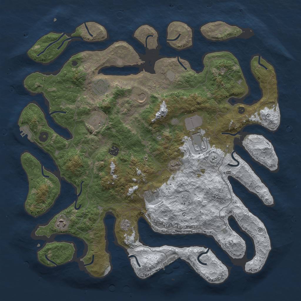 Rust Map: Procedural Map, Size: 4500, Seed: 25009818, 17 Monuments