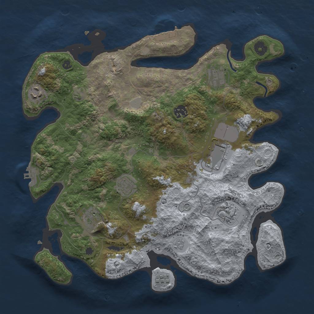 Rust Map: Procedural Map, Size: 3510, Seed: 3750130, 15 Monuments
