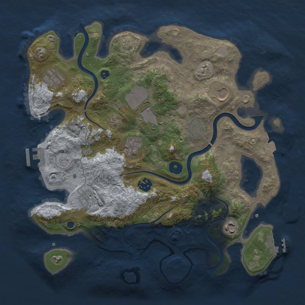 Rust Map: Procedural Map, Size: 3500, Seed: 33089497, 15 Monuments