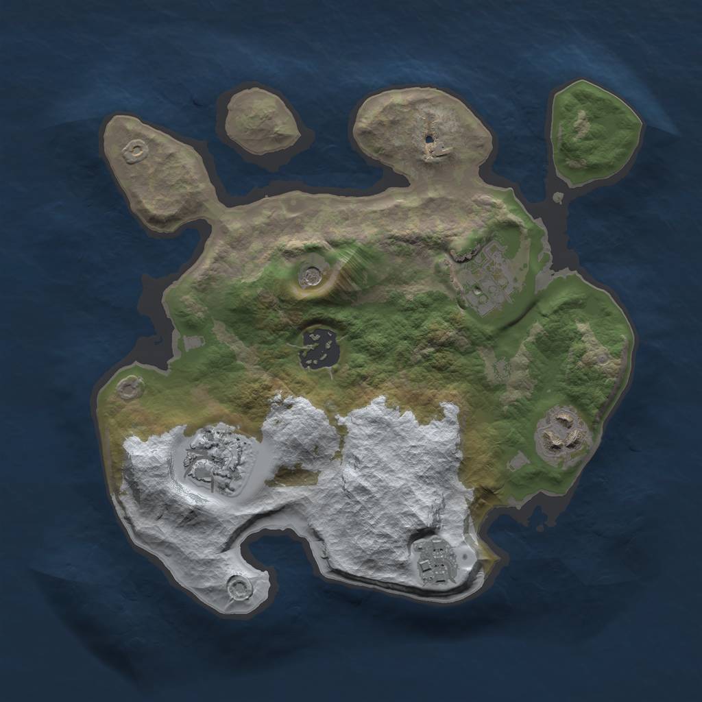 Rust Map: Barren, Size: 2500, Seed: 545, 8 Monuments