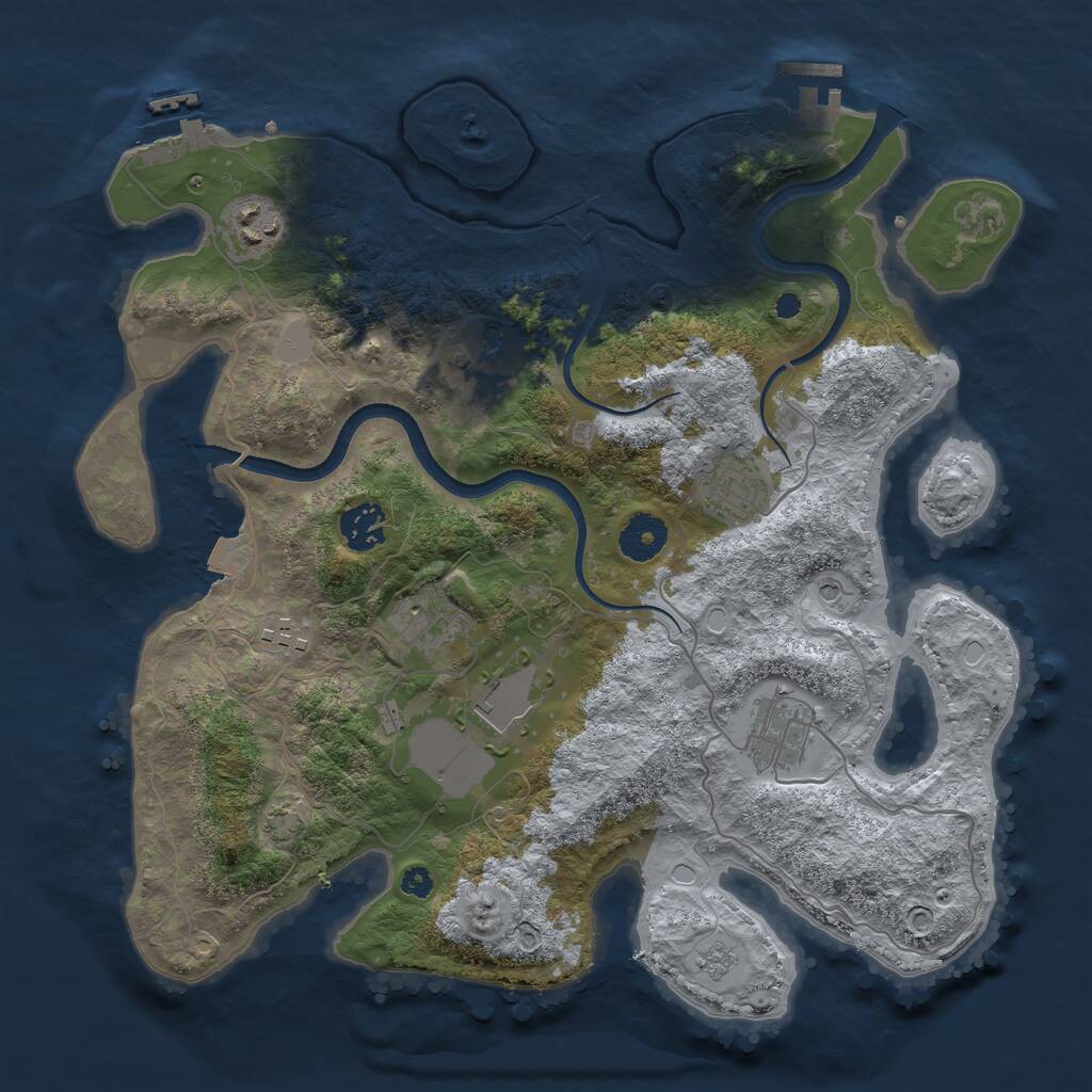 Rust Map: Procedural Map, Size: 3500, Seed: 1179612617, 14 Monuments