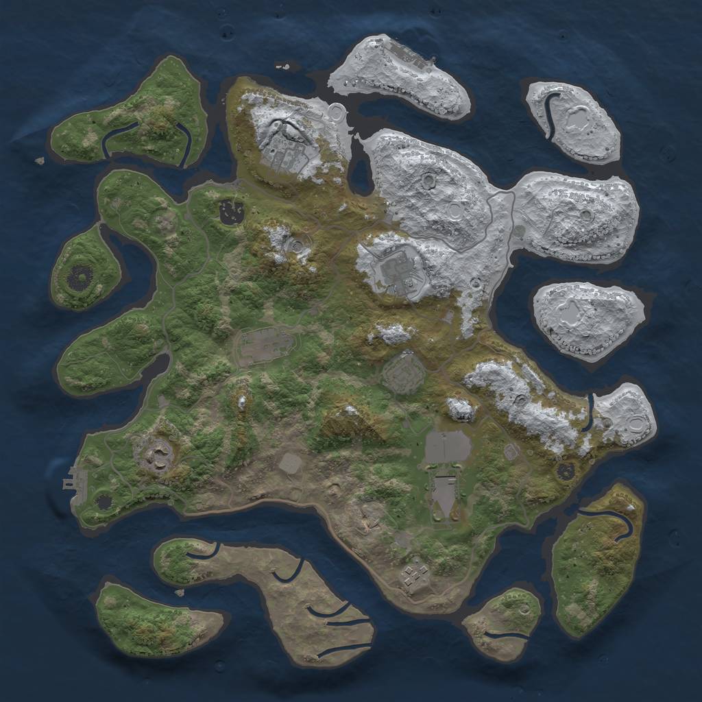 Rust Map: Procedural Map, Size: 4000, Seed: 231394, 16 Monuments